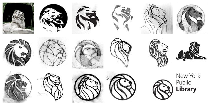 Series of images showing the development of a logo from sketches to final design