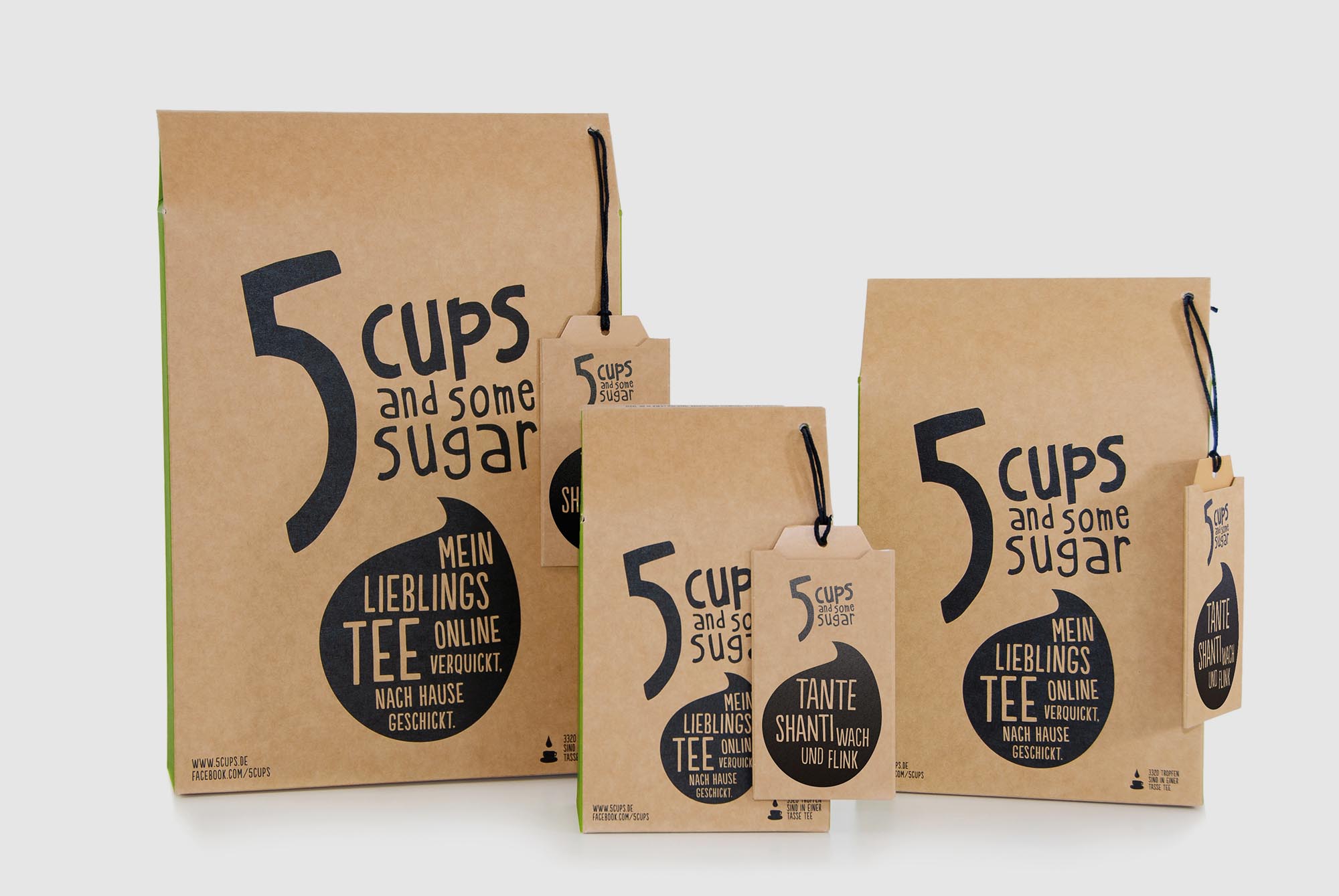 5 cups and some sugar packaging