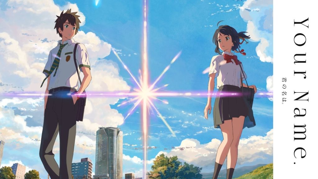 Your Name anime poster with Mitsuha and Taki