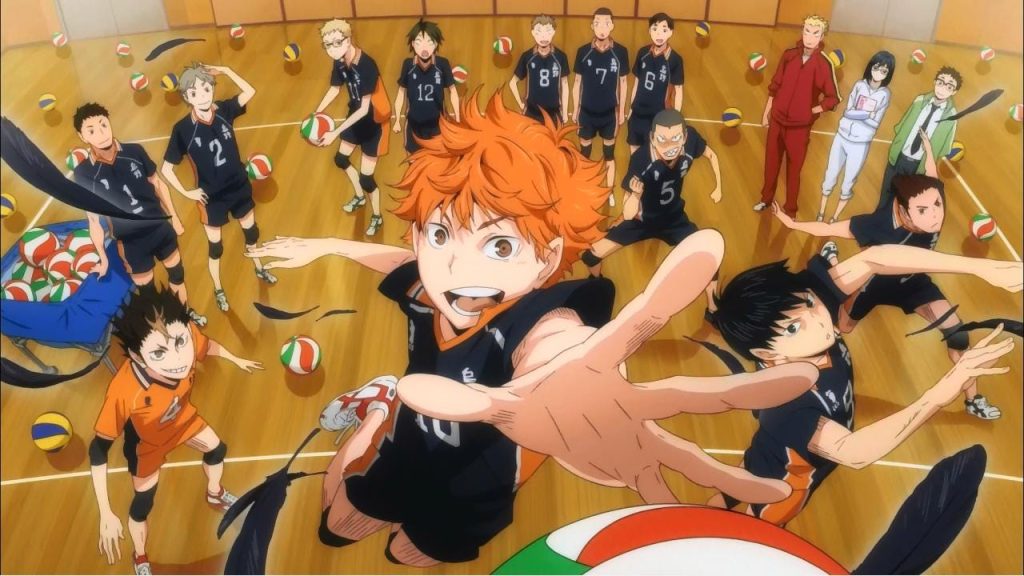 Haikyuu!! volleyball team in action