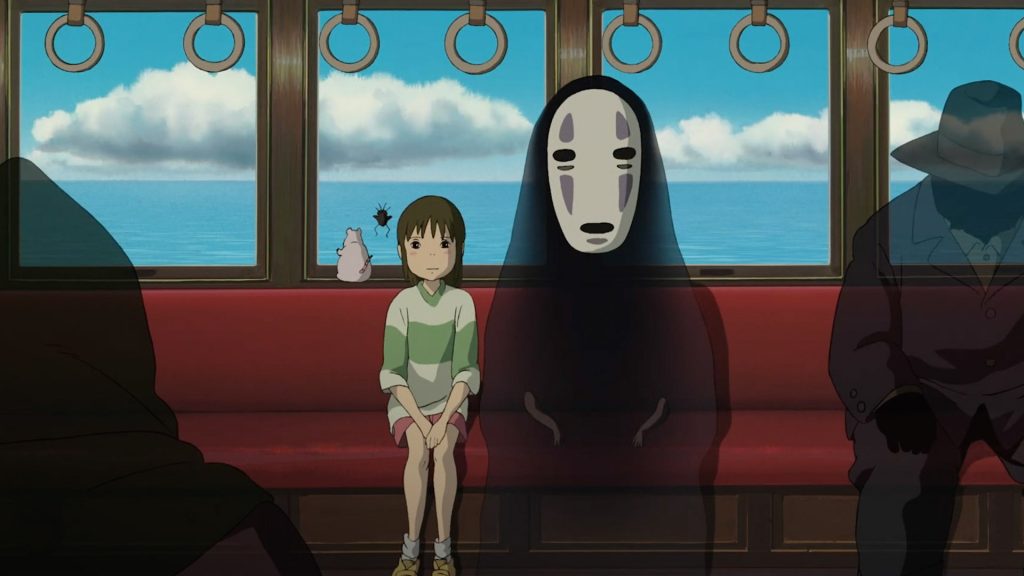 Spirited Away anime poster featuring Chihiro and No-Face