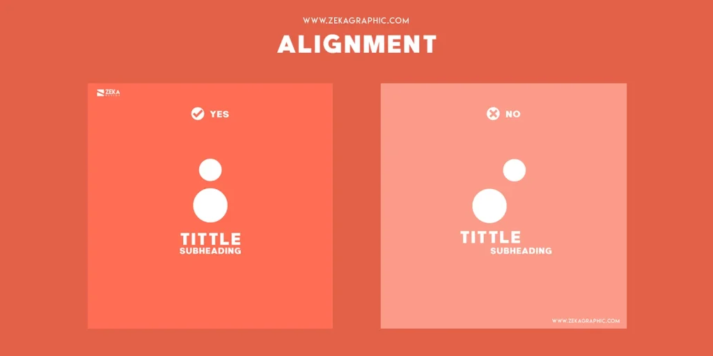 Before and after images showing improved alignment in a design layout