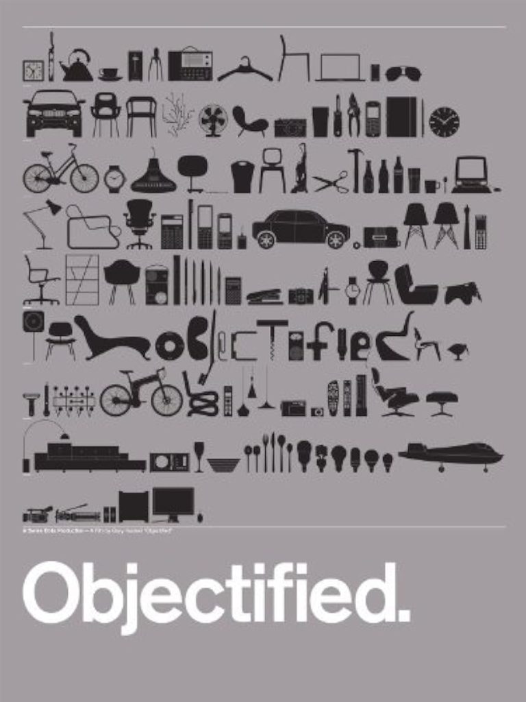 Posters or stills from design-related films and documentaries like Helvetica and Objectified